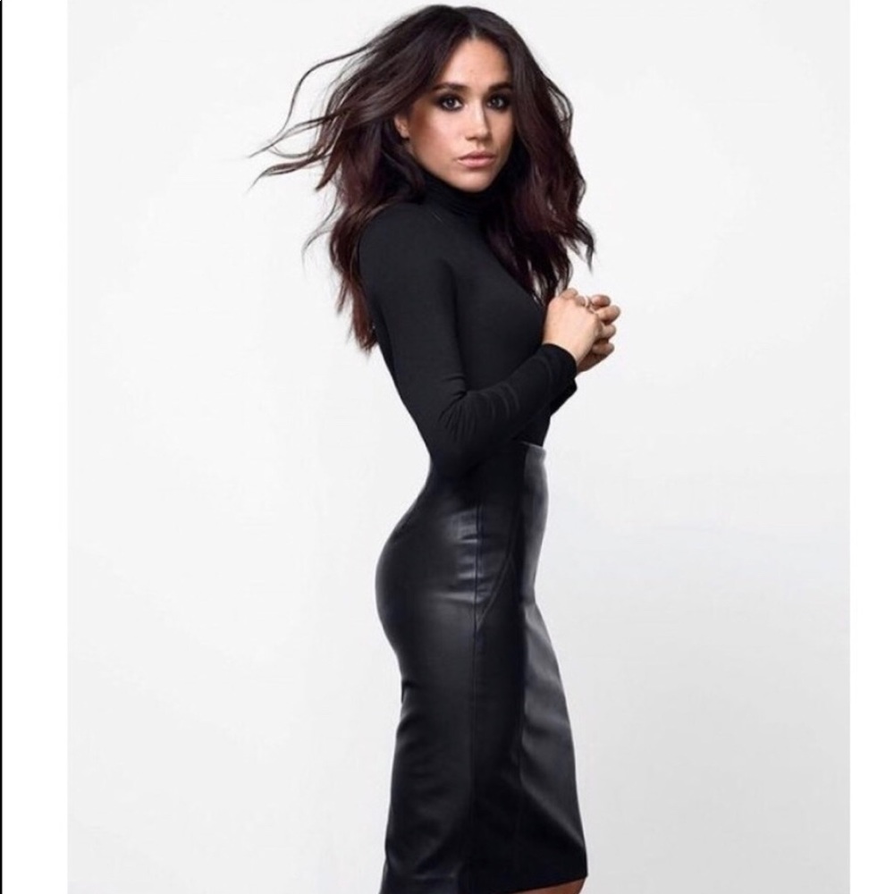 ✨Just In!✨Long Sleeve Vegan Leather Black Dress - Picture 2 of 6